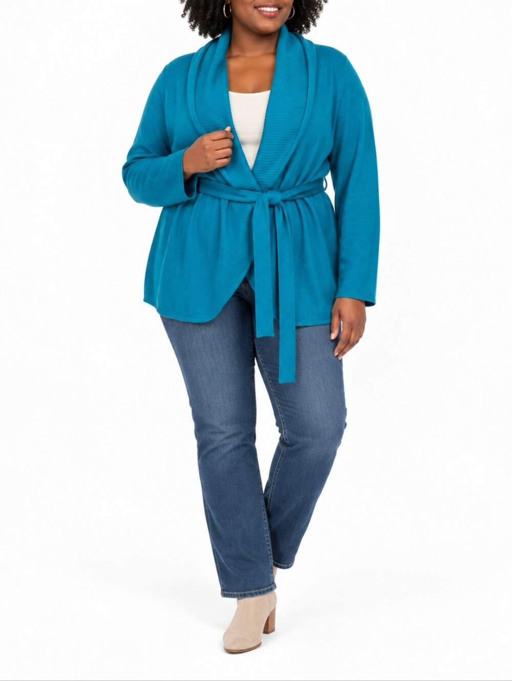 D.E.A. New York Teal Belted Cardigan
